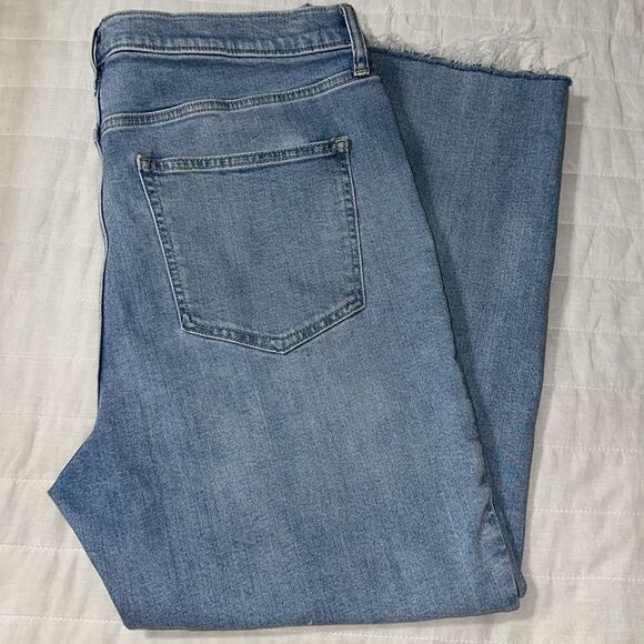 GAP 33/16 Blue Vintage Slim High Rise Light Wash Two Tone Stripe Raw Hem Jeans - Picture 4 of 16